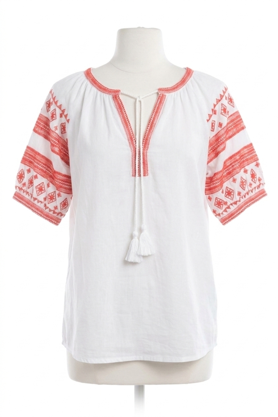 NEW IVY JANE borderline sleeves top in white